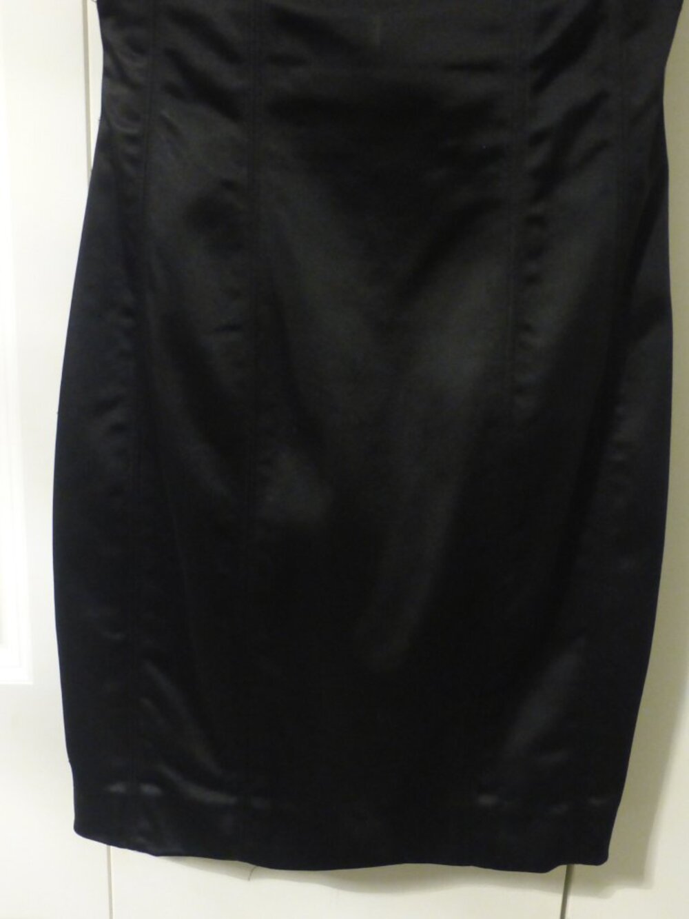 BEBE black satin party cocktail dress with adjustable straps - Picture 3 of 7